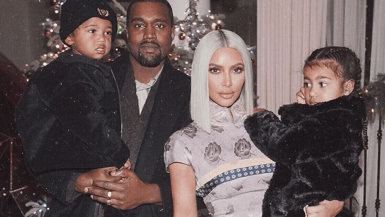 Kim Kardashian and Kanye West and their kids