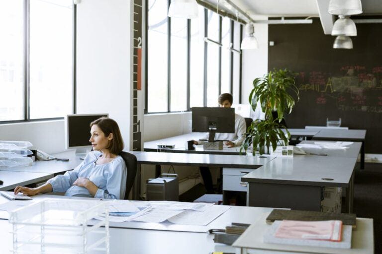 pregnant woman in an office