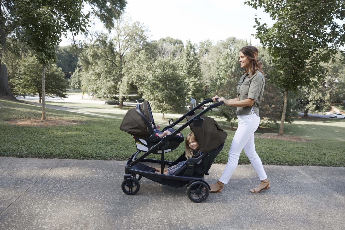 mom pushing a stroller