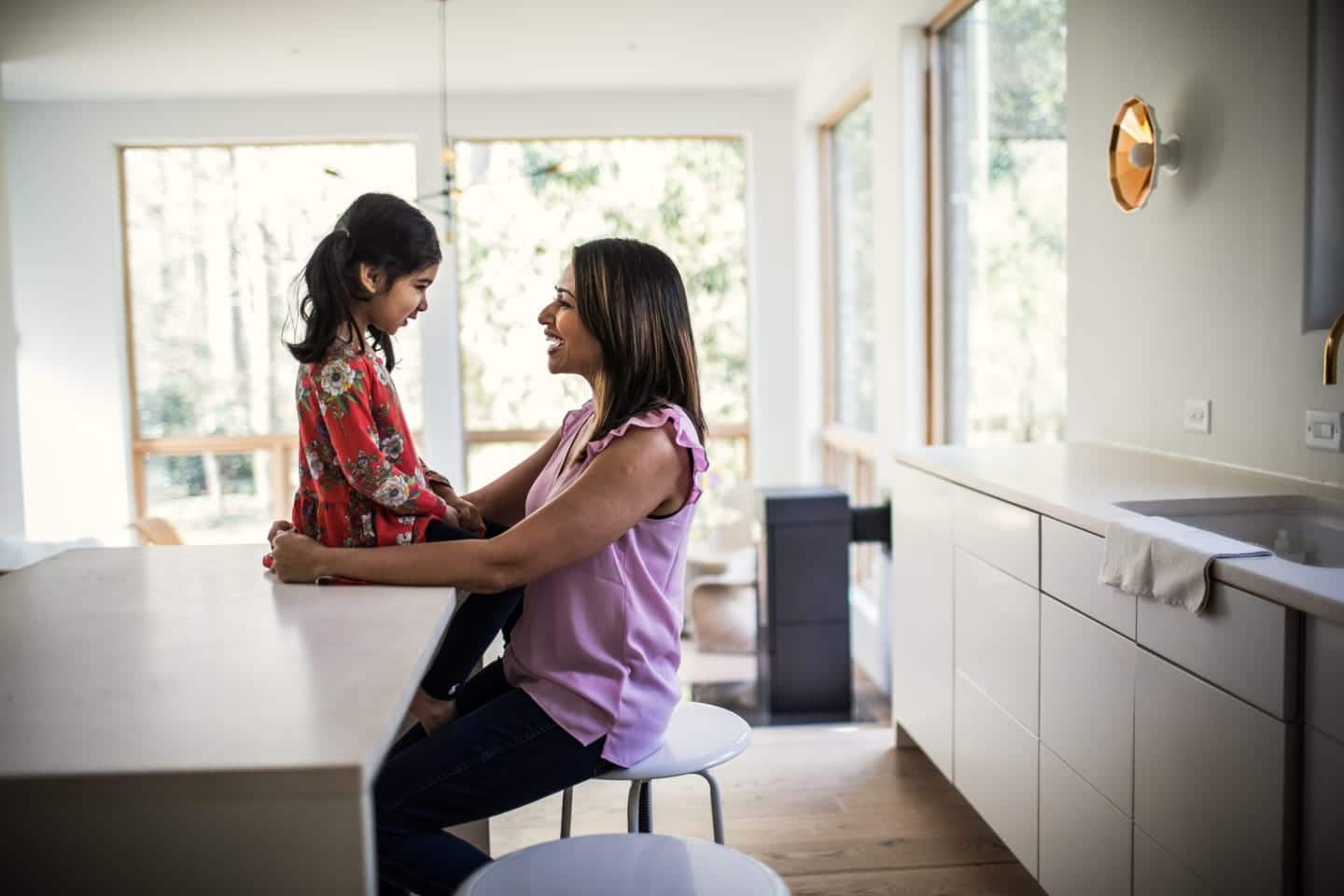 Mom and child sitting