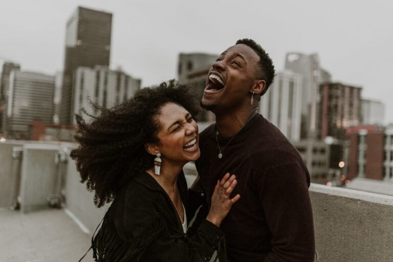 couple laughing together