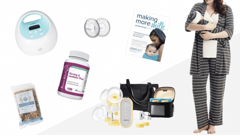 collage of breastfeeding products