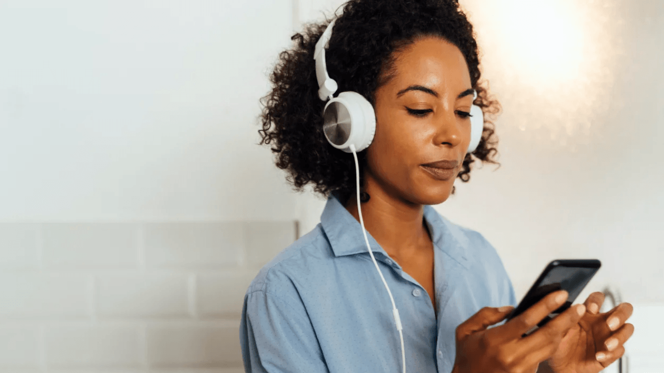 woman listening to an audiobook