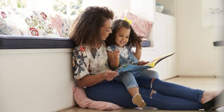 mom and daughter reading- reading nook