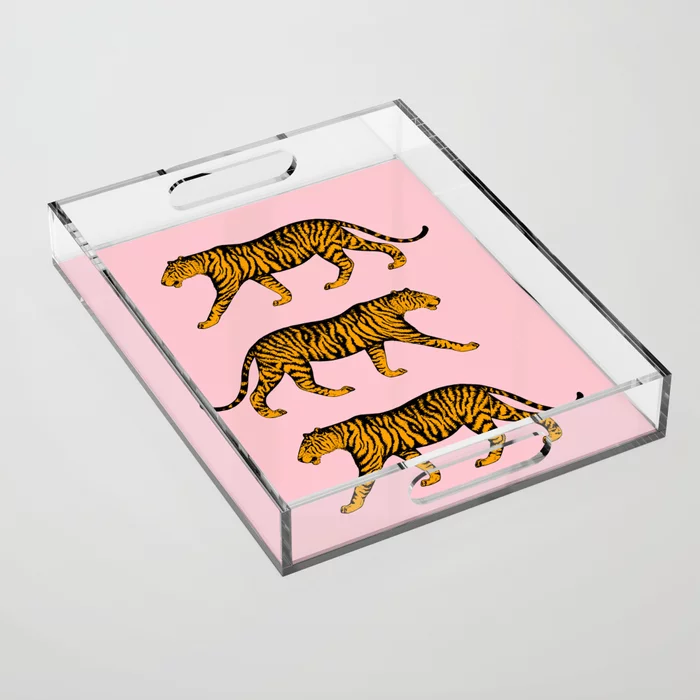 Society6 Tigers Pink and Marigold Acrylic Tray