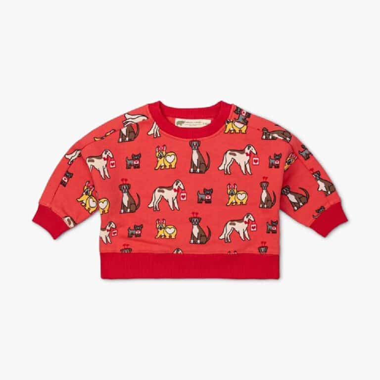 Monica & Andy Sporty Sweatshirt in Valentine's Day Dogs Print