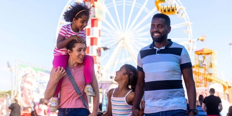 Family having fun at amusement park