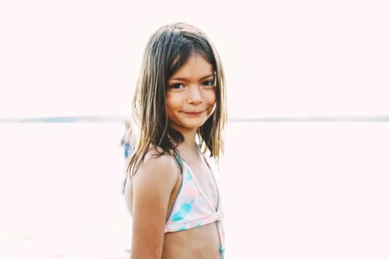 little girl wearing a swimsuit