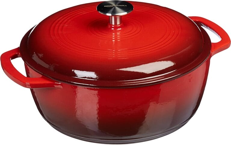 Amazon Basics Enameled Cast Iron Covered Round Dutch Oven,