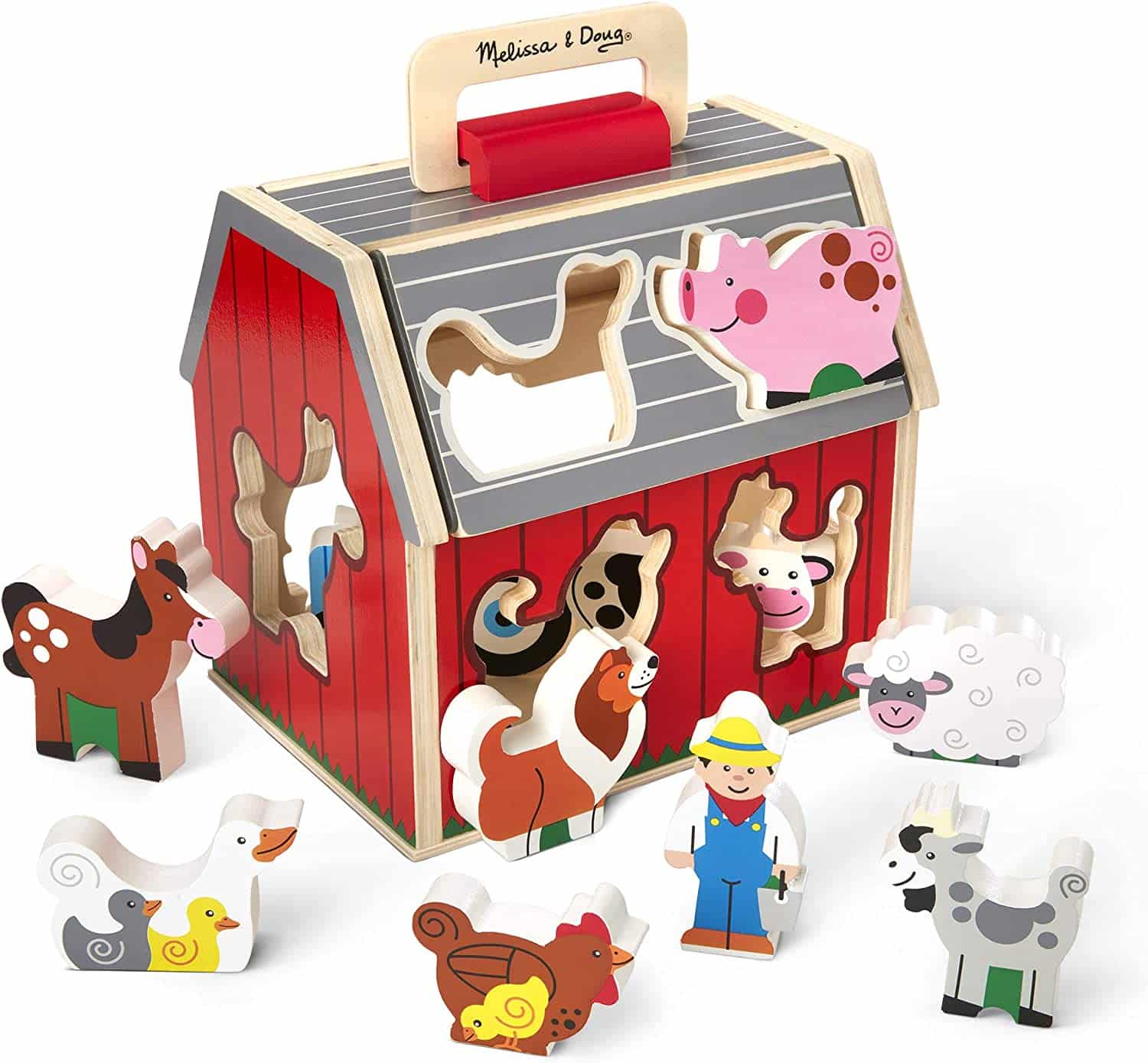 Melissa & Doug Wooden Take-Along Sorting Barn