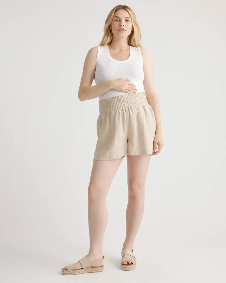 Quince 100% European Linen Maternity Shorts