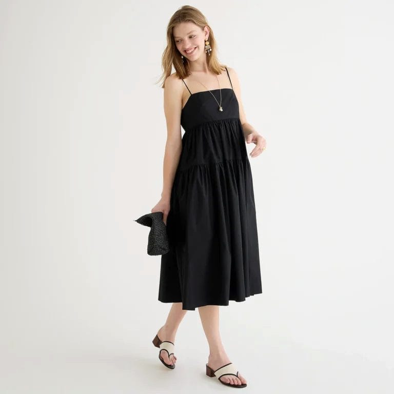 J.Crew Tie Back tiered poplin dress