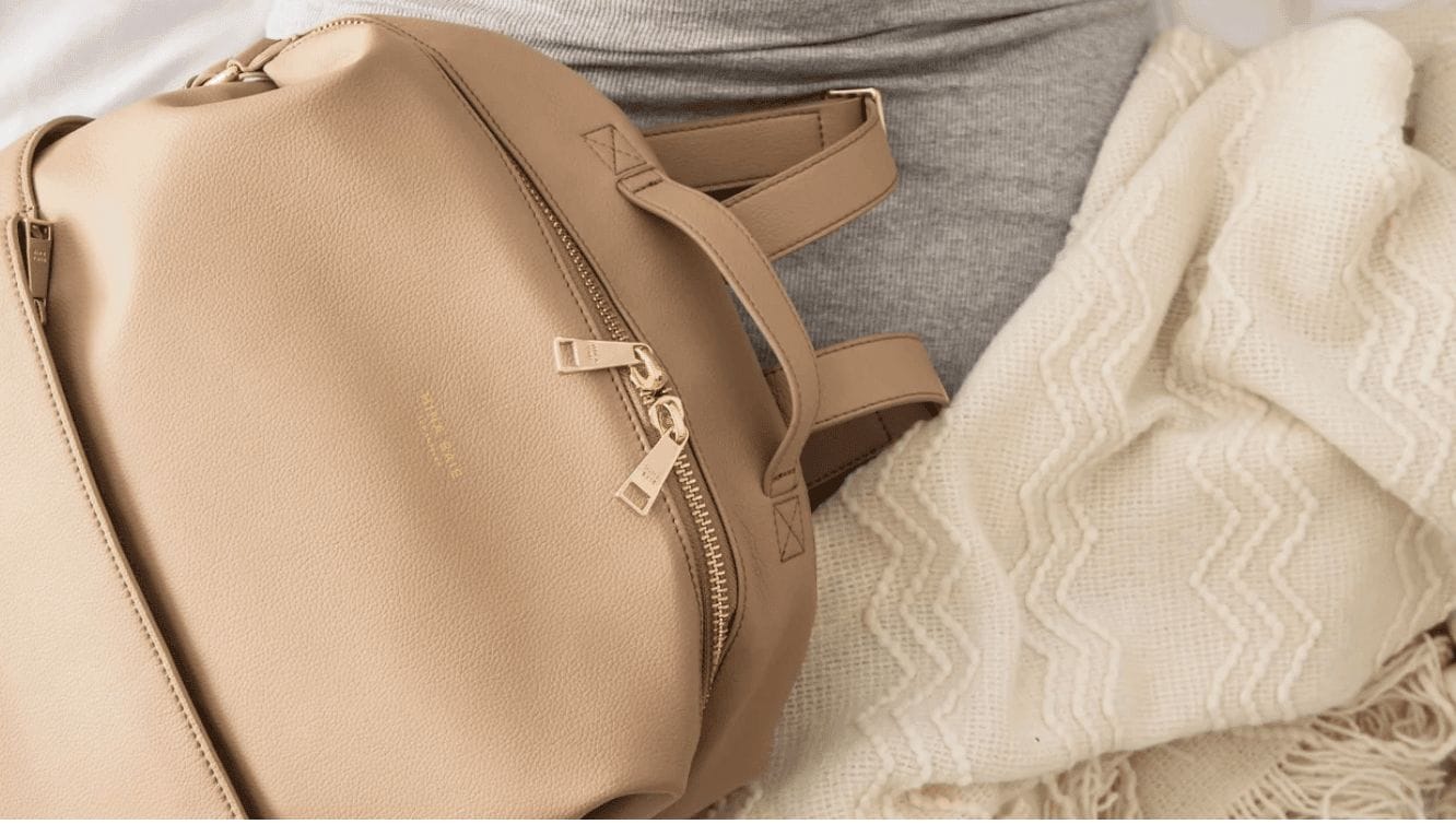 vegan tan diaper bag