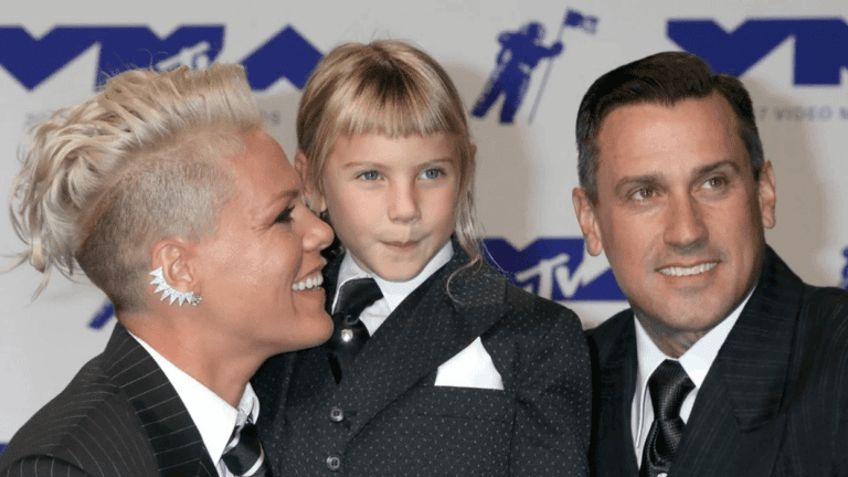 Pink with her daughter and husband Carey Hart