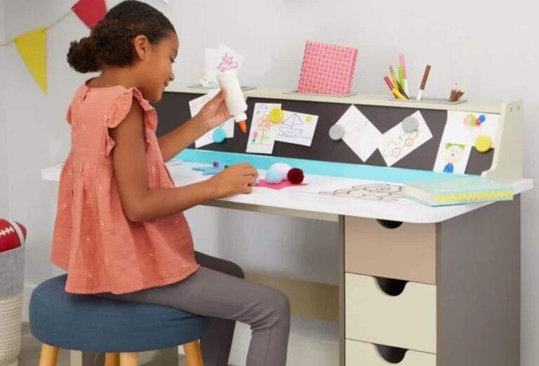 girl sitting at her desk