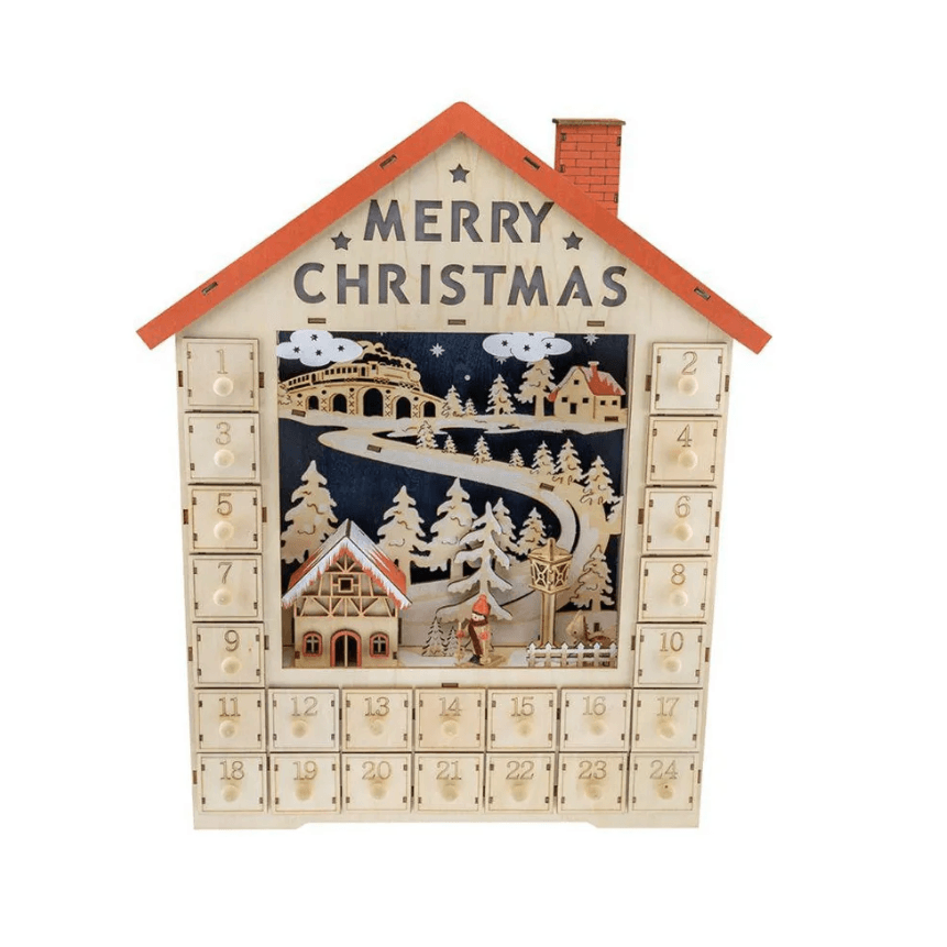 Clever Creations Traditional Wooden Christmas Advent Calendar