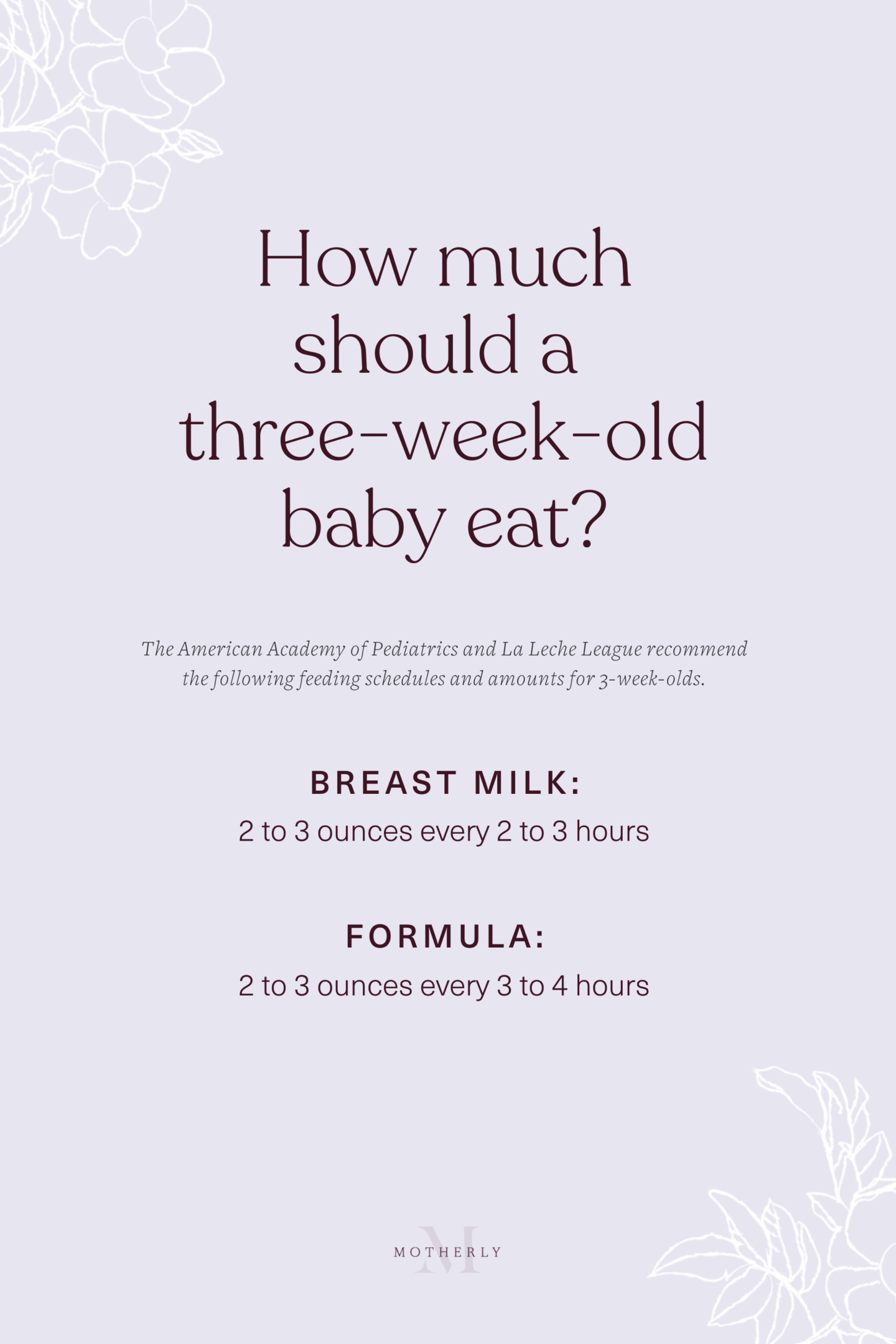 printable summary of 3-week-old baby feeding schedule - breast milk and formula