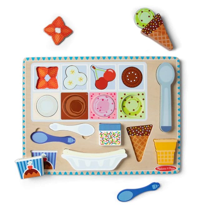 Melissa & Doug Wooden Magnetic Ice Cream Puzzle & Play Set