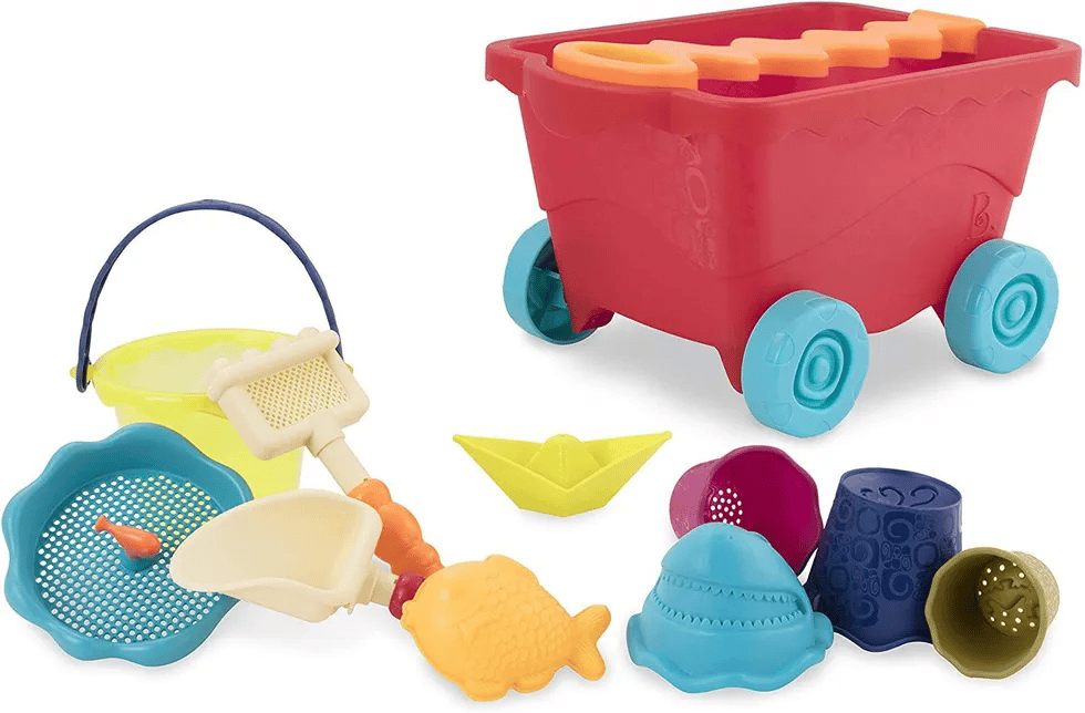 b toys wagon beach playset wavy wagon red 1 Motherly