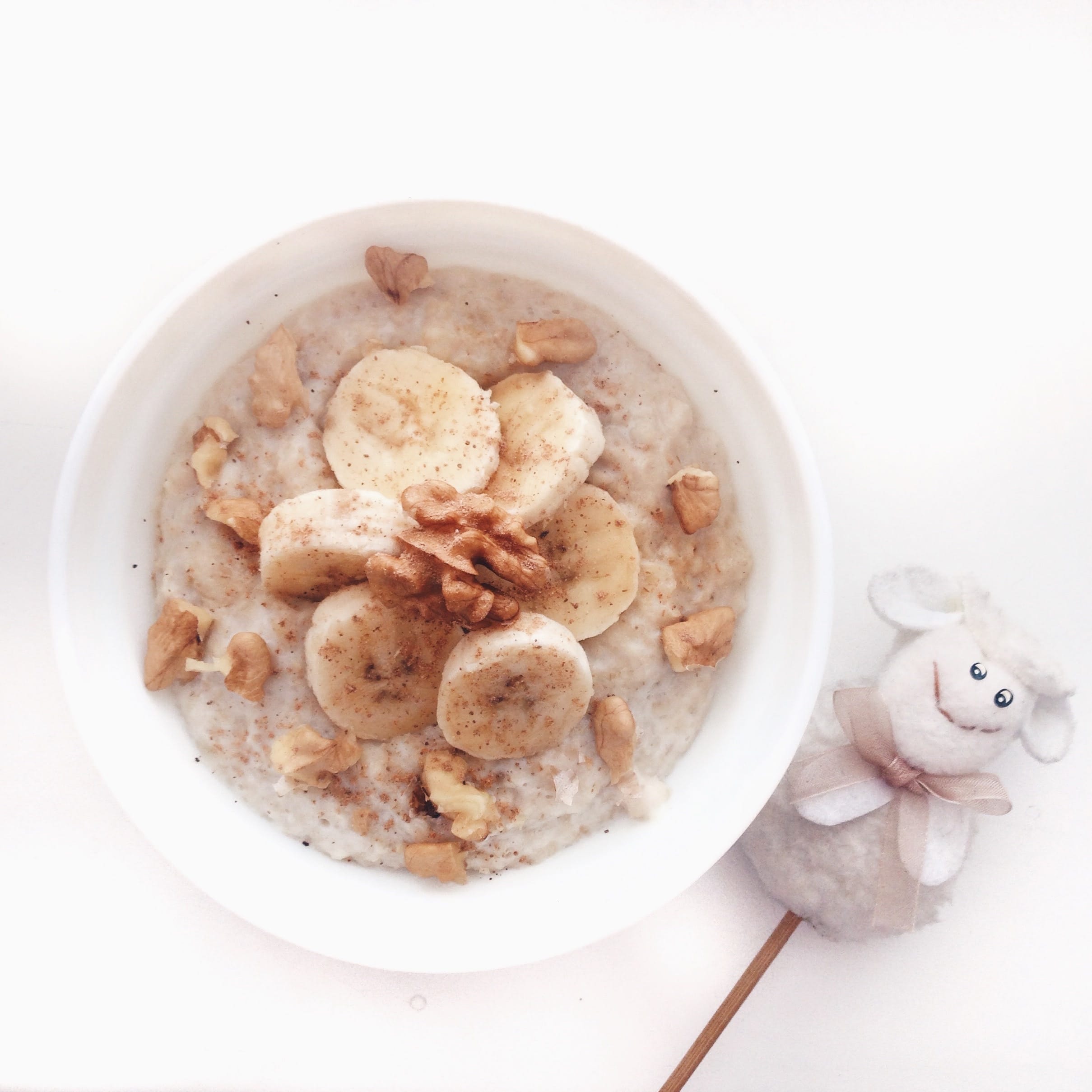 a bowl of oatmeal with bananas