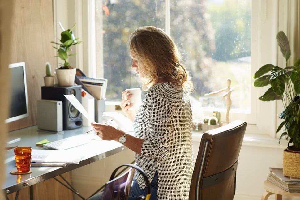 work-life balance: woman working from home