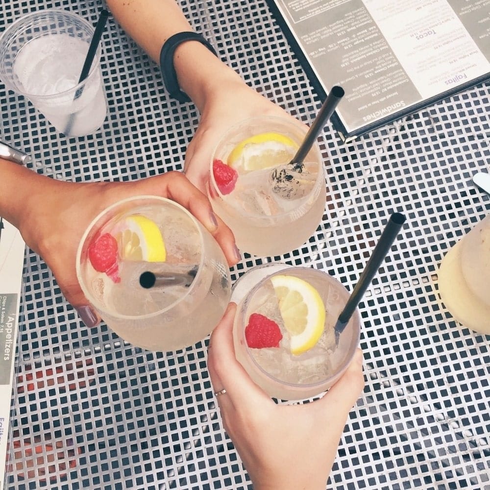 drinks on a restaurant table