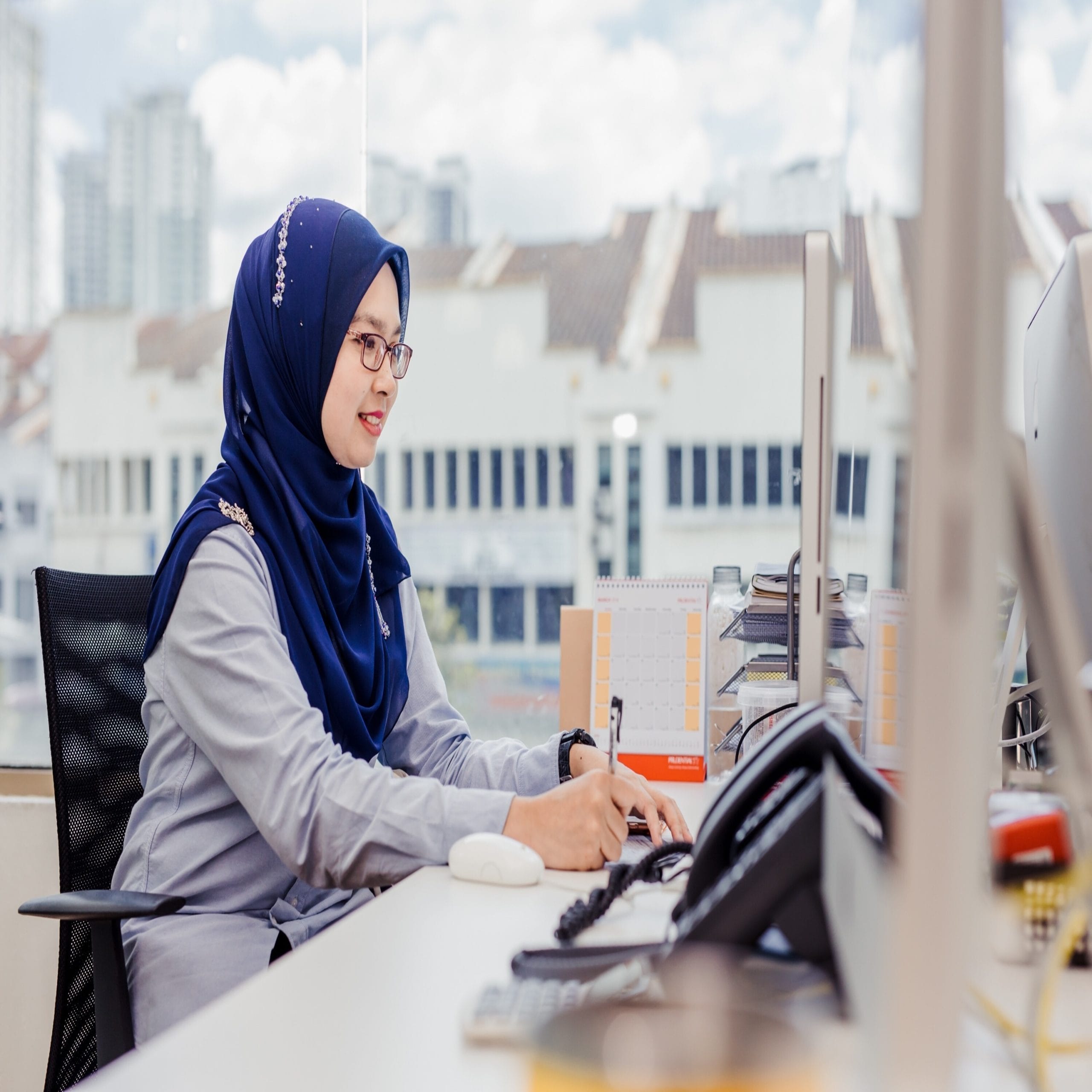 woman working on a tablet