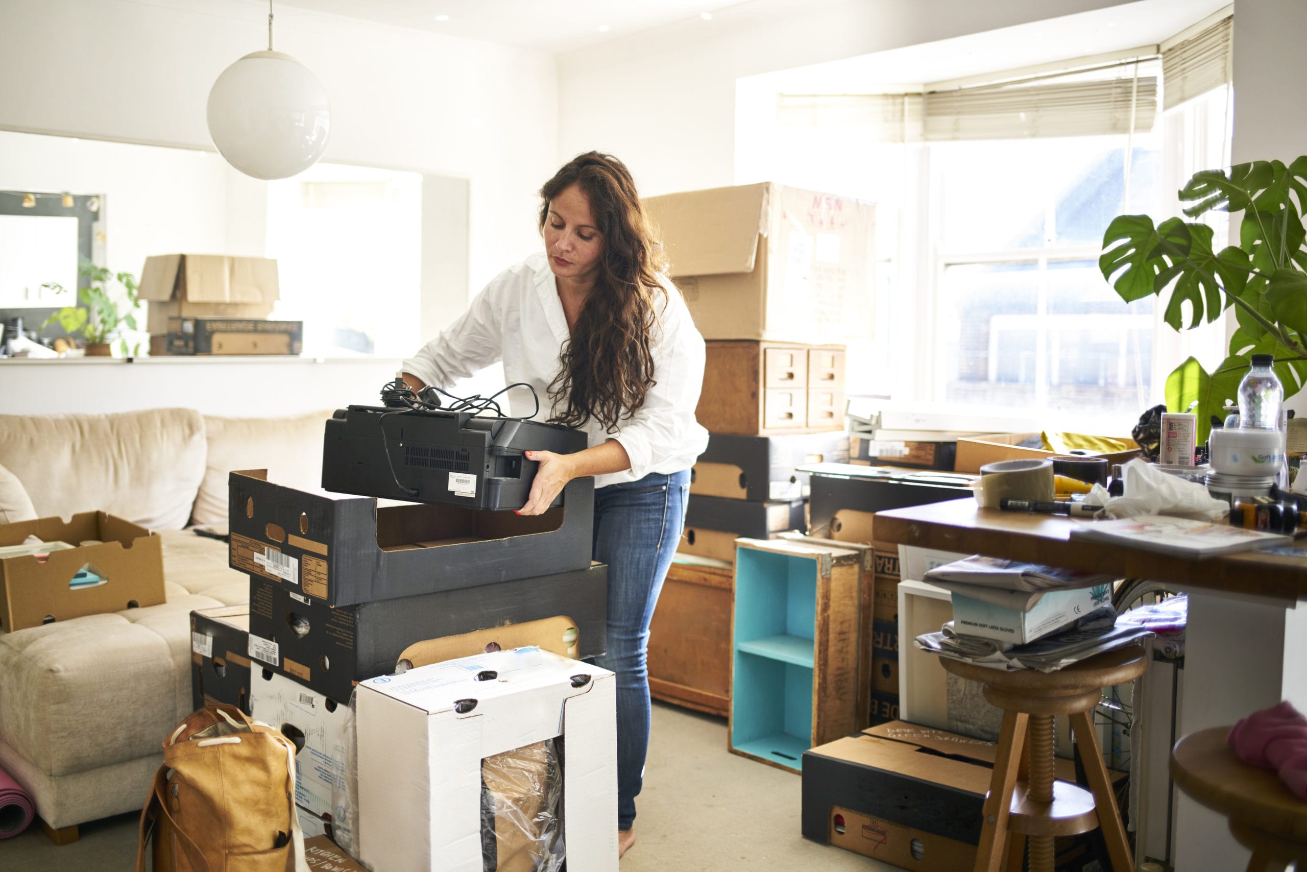 woman decluttering home