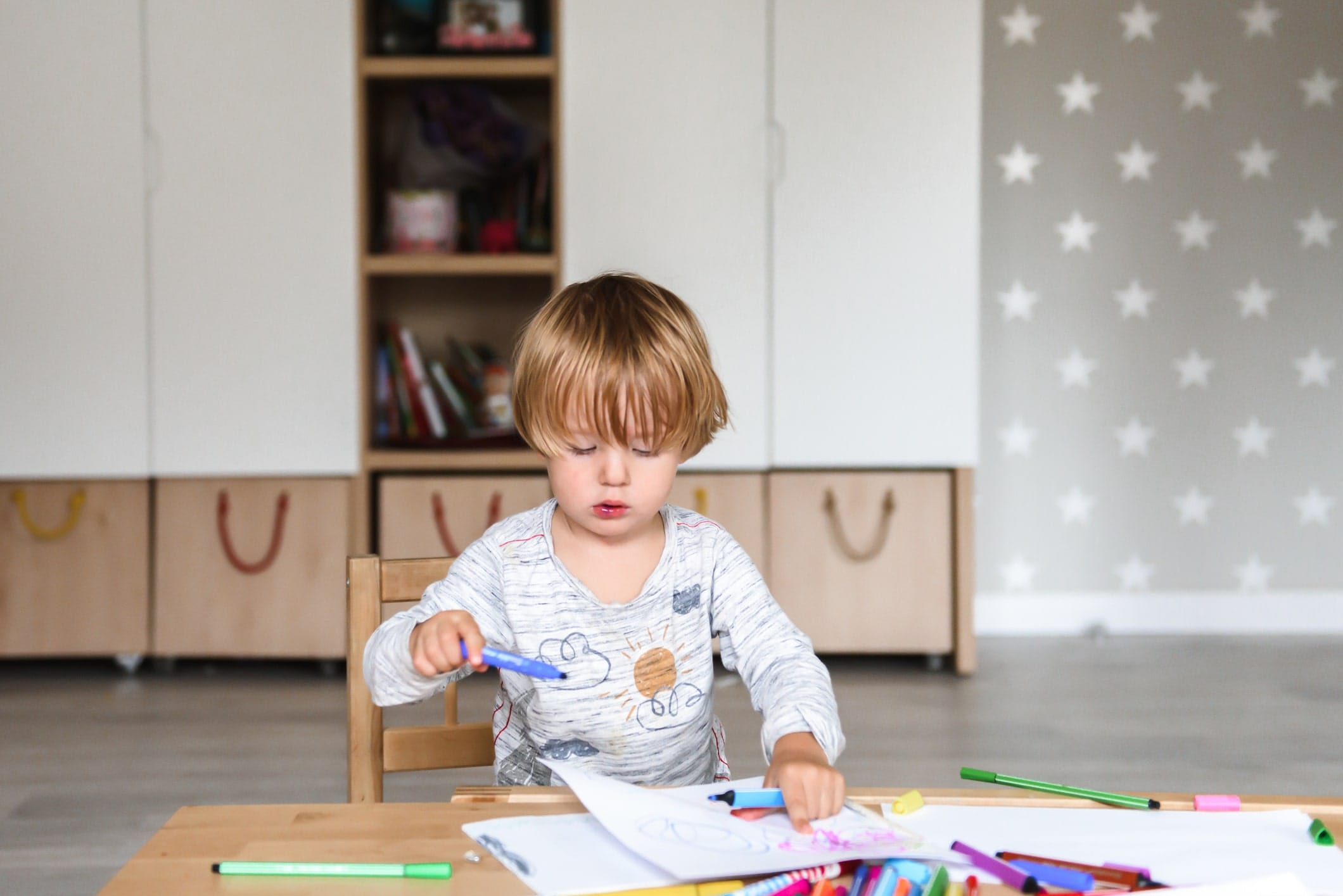 little boy coloring