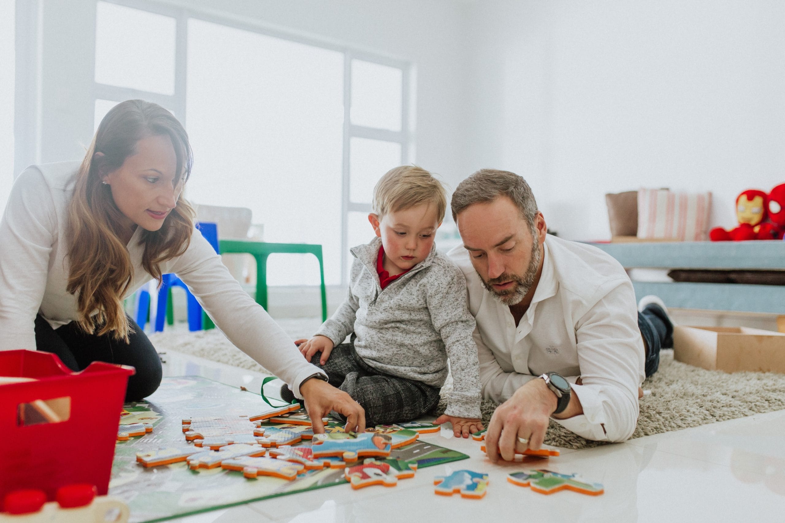 family playing a game together