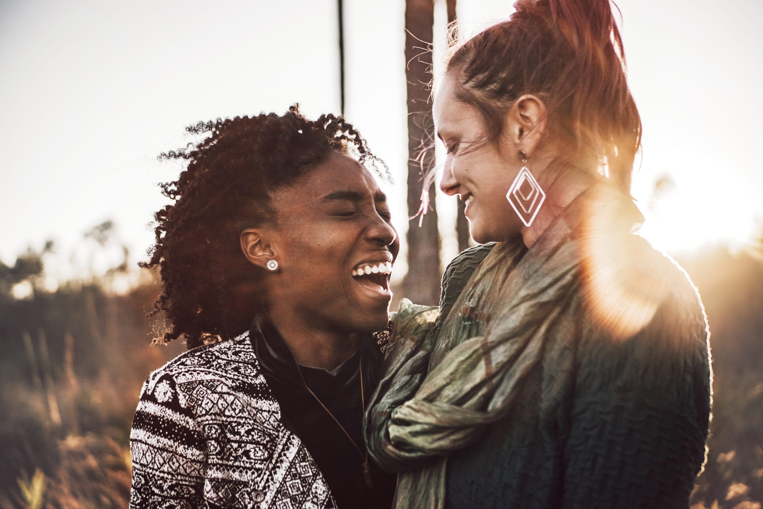 two friends laughing together