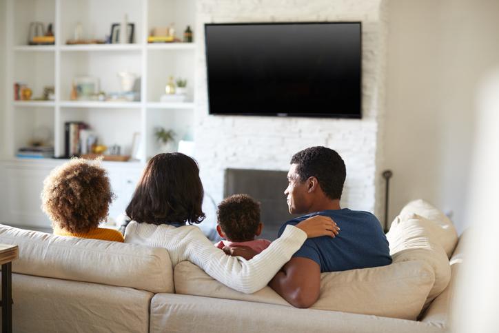 family watching TV together