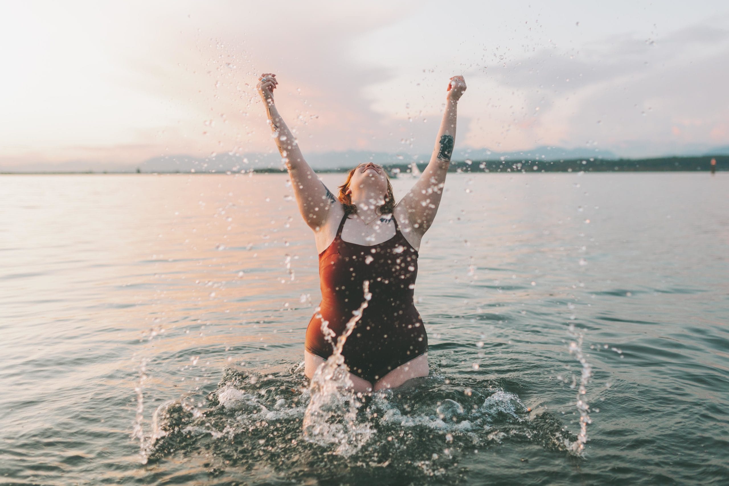 curvaceous woman in ocean