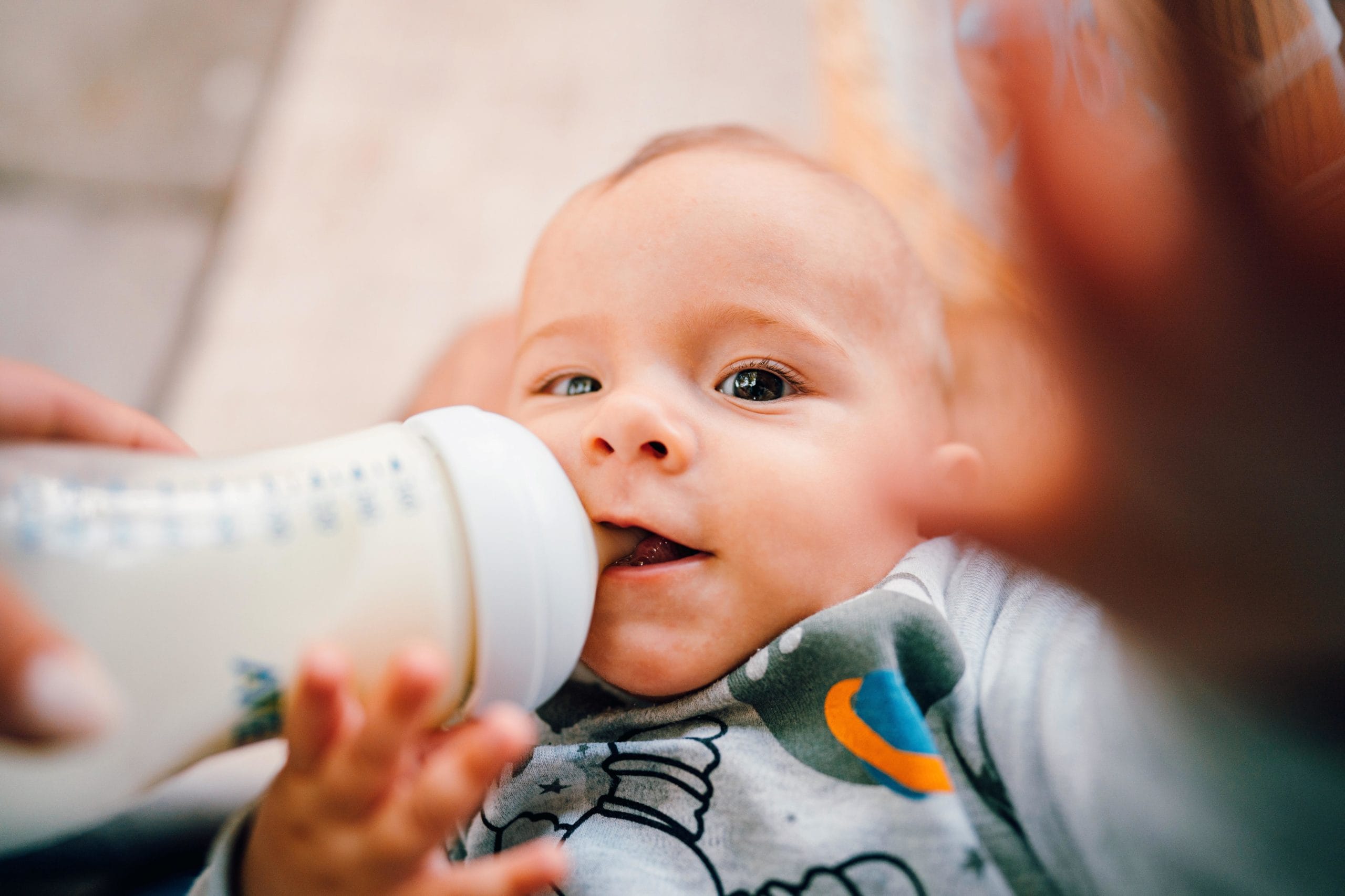 Baby drinking from a bottle