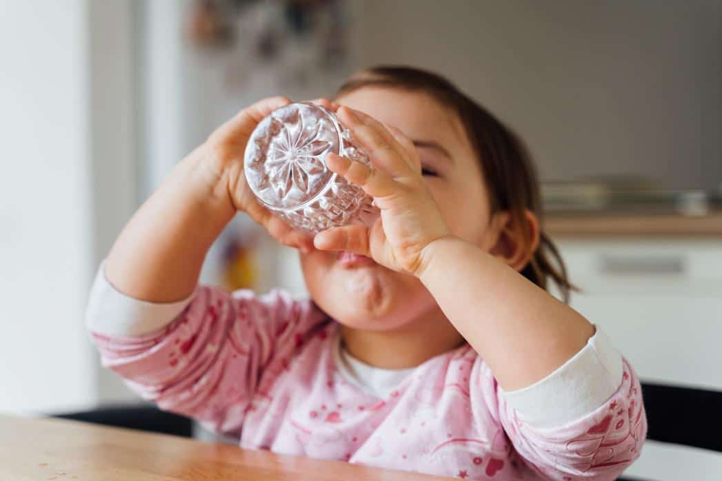 toddler drinking water