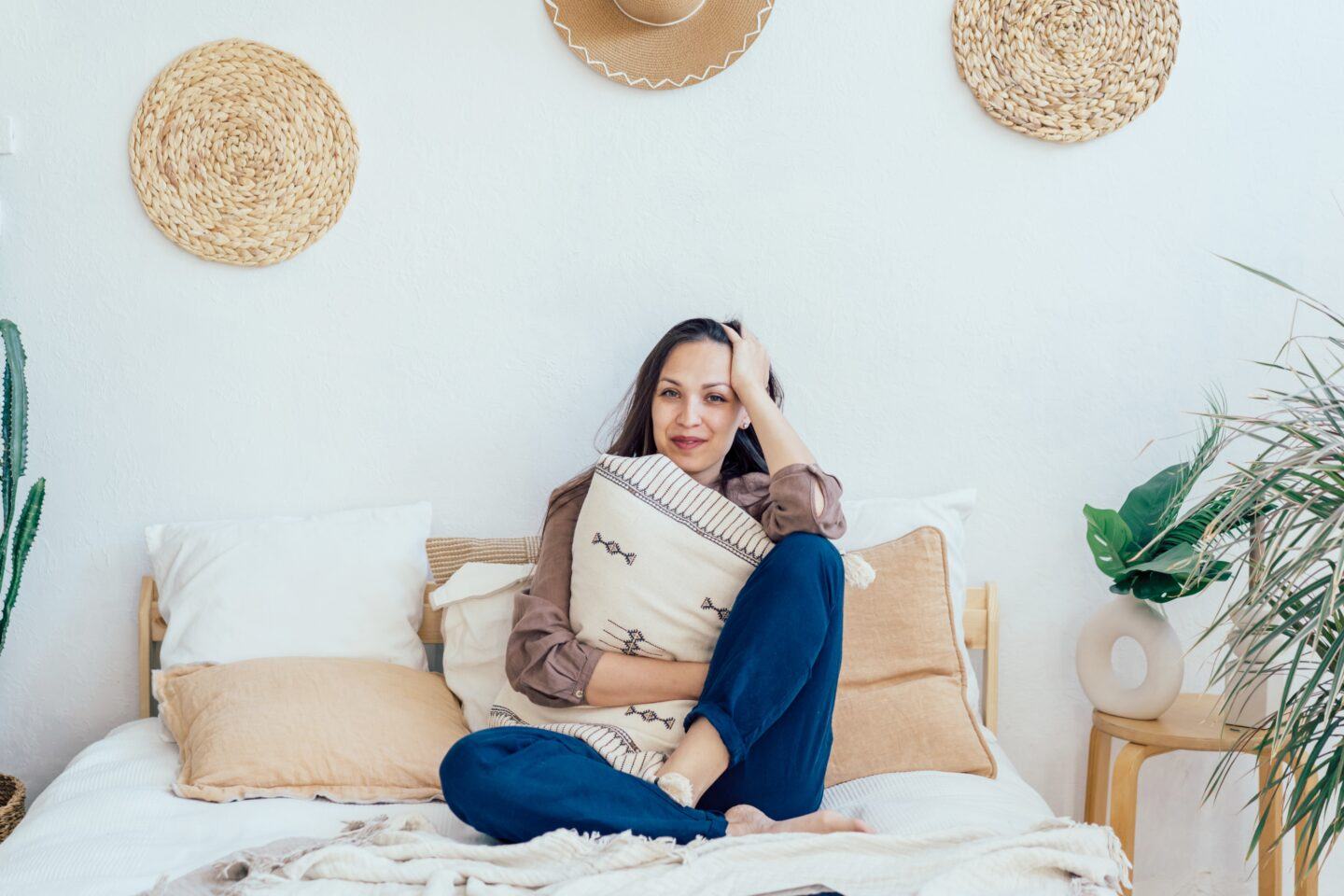 woman relaxing in bedroom