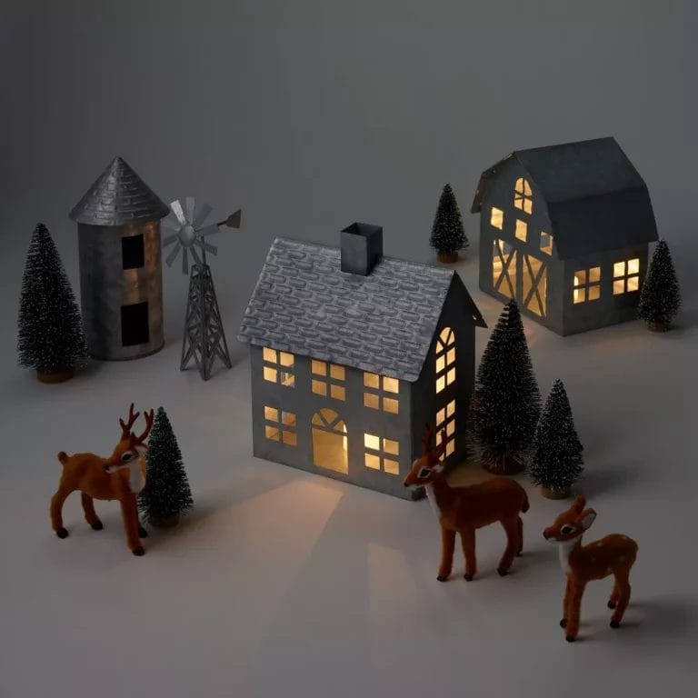 Wondershop Galvanized Metal House Christmas Village Kit