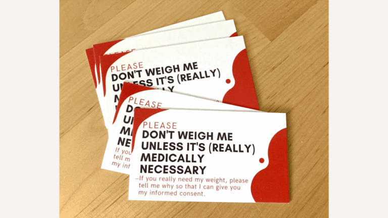 Photo of 'Don't Weigh Me' cards