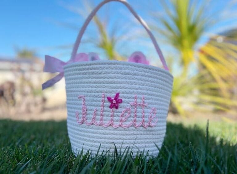 Solely Baby Embroidered Easter Basket