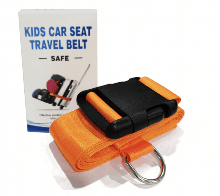 car seat travel strap, high on motherly's checklist for baby's first flight