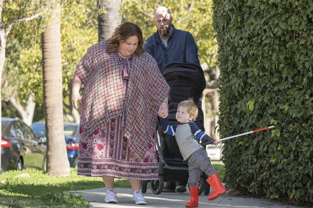 THIS IS US -- "Saturday in the Park" Episode 611 -- Pictured: (l-r) Chrissy Metz as Kate, Chris Sullivan as Toby, Baby Jack