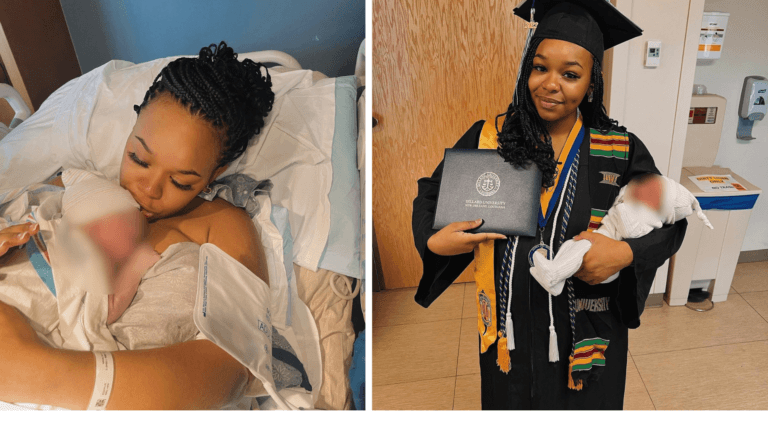 Jada Sayles gives birth graduation