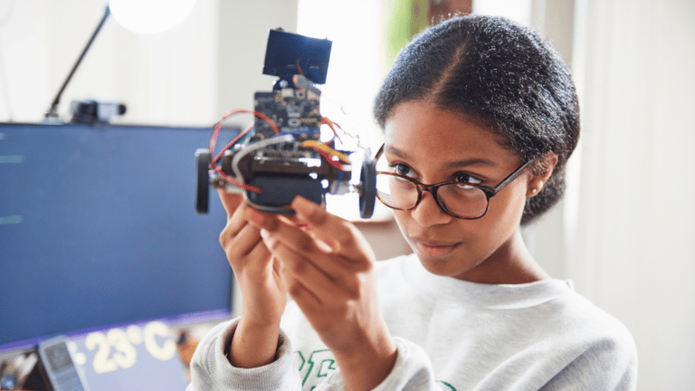 girl doing science