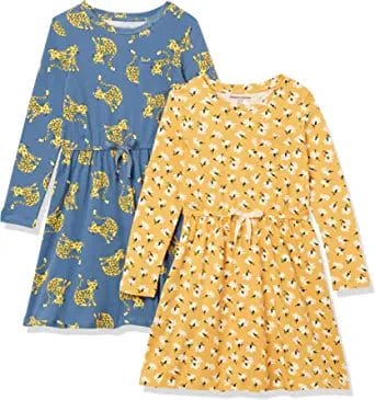 Amazon Essentials Girls and Toddlers' Long-Sleeve Elastic Waist T-Shirt Dress