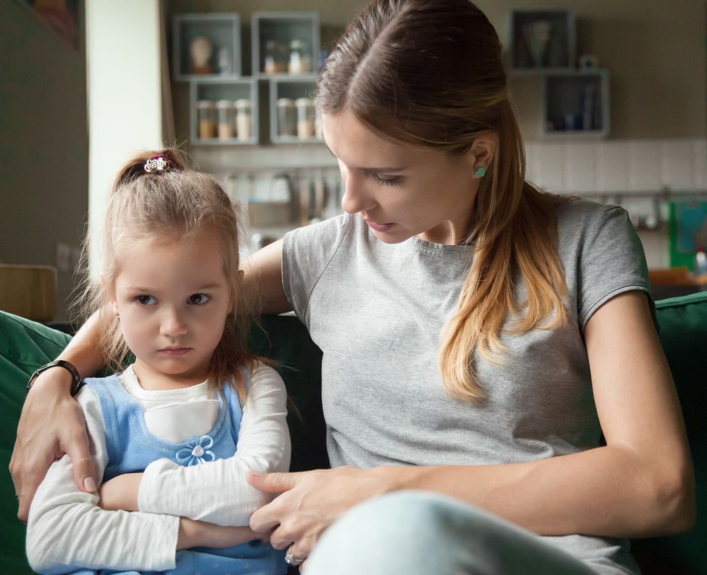 mom comforting upset daughter - gentle parenting