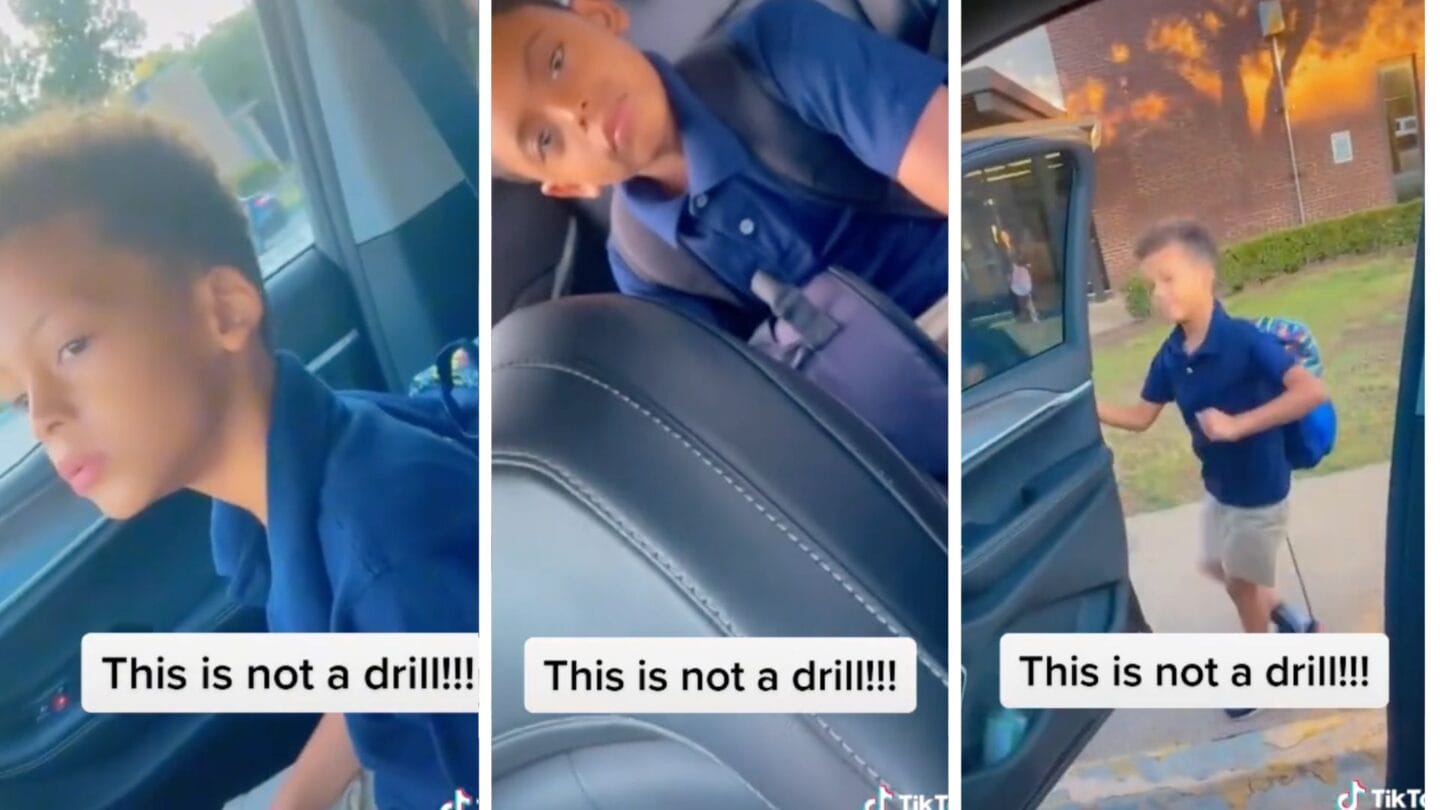 Viral TikTok about school dropoff screenshots