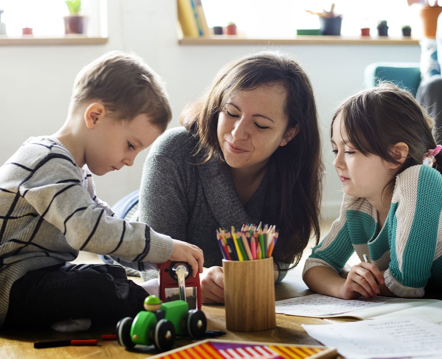 blended family spending time together