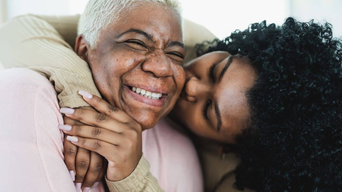 granddaughter hugging grandma - loss of grandmother