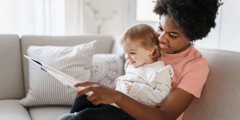 babysitter reading to toddler - babysitter thank you note