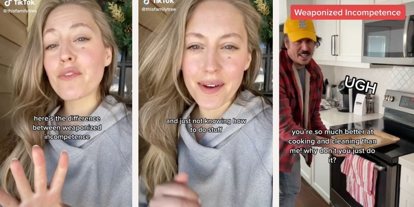 Woman discussing weaponized incompetence on TikTok